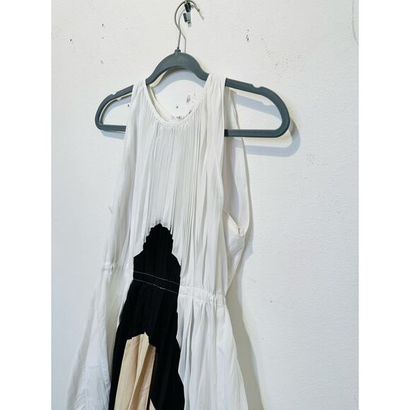 BIBHU MOHAPATRA x RTR Black White Colorblock Pleated Crewneck Flowy Dress Size 4 - Picture 6 of 16